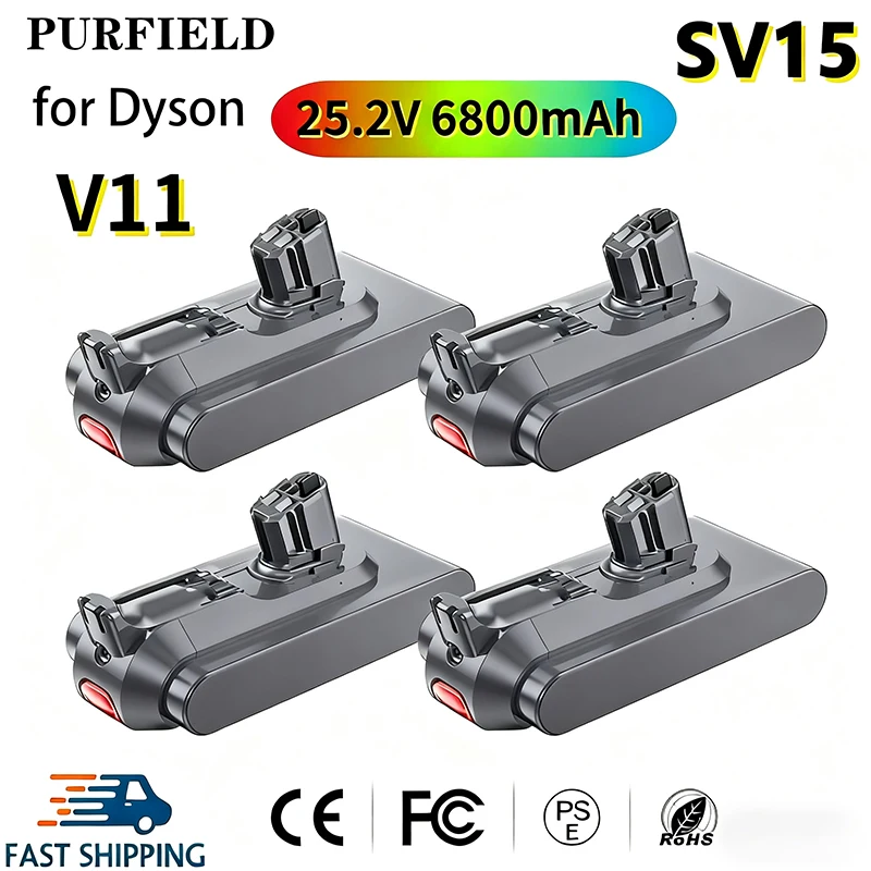 6.8Ah/9.8Ah 25.2V 6800mAh for Dyson V11 Battery Rechargeable Battery for Dyson  SV14 SV15 Absolute Fluffy cyclone Vacuum Cleaner