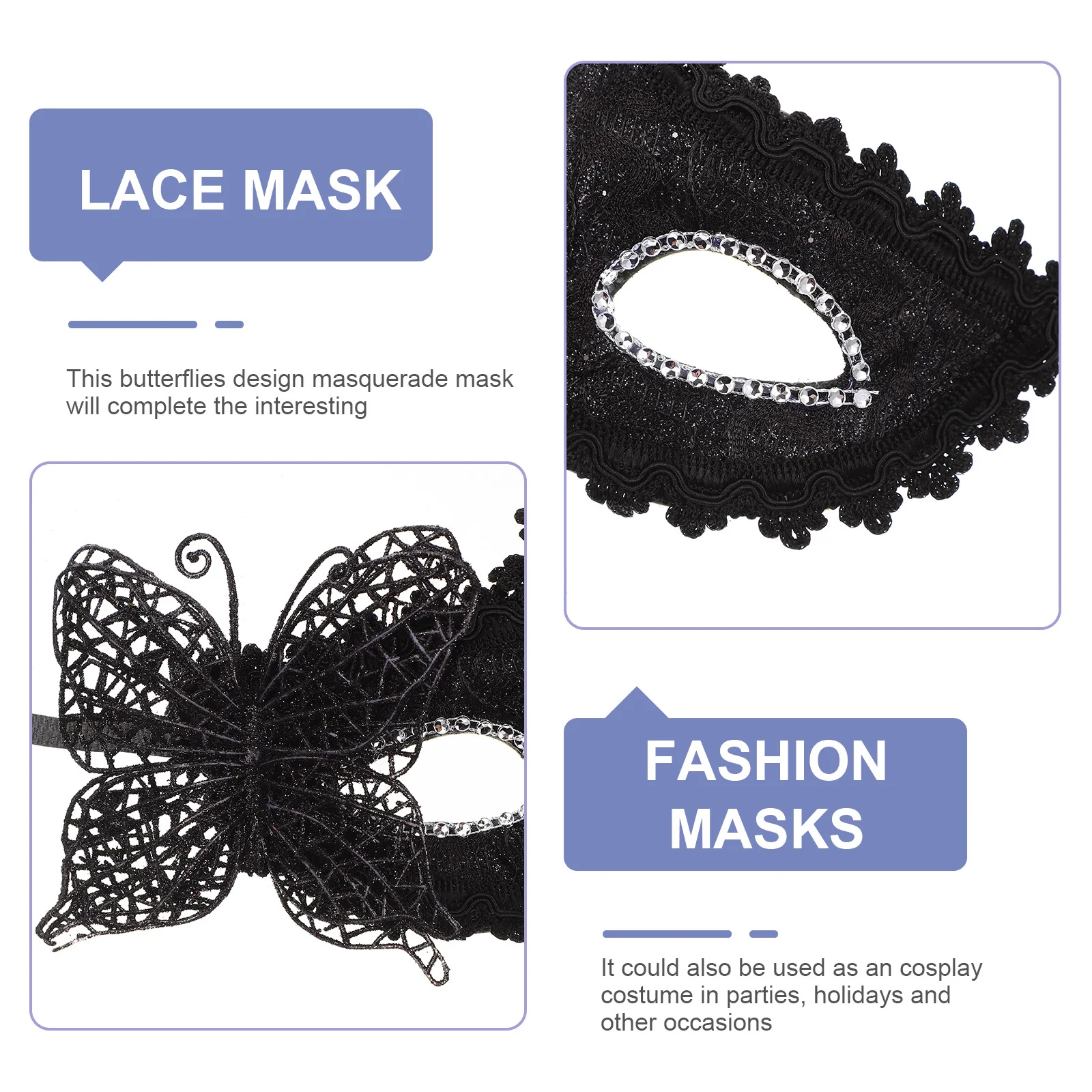 

Half Face Butterfly Masquerade Mask Lace Plastic Women Party Mask Ribbon Band Halloween Cosplay Birthday Costume Party Prop