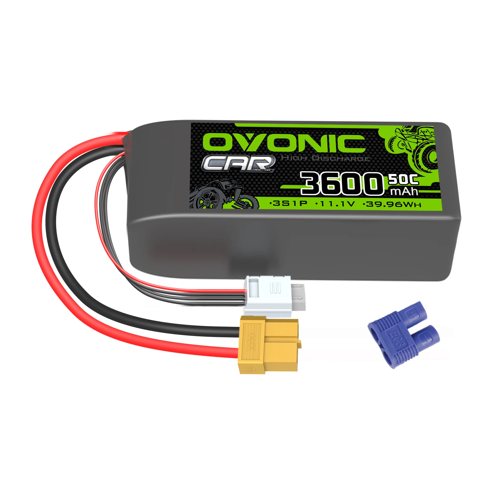 Batteria Lipo Ovonic 3S 3600mah 3S 50C 11.1V Confezione con spina XT60 e EC3 per camion RC aereo RC Quadcopter elicottero