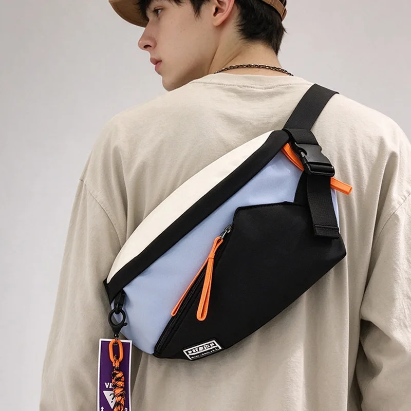 Man And Woman Nylon Panelled Waist Packs Men's Contrast Chest Pack Casual Outdoor Travel Crossbody Bag Men Wasit Belt Bags