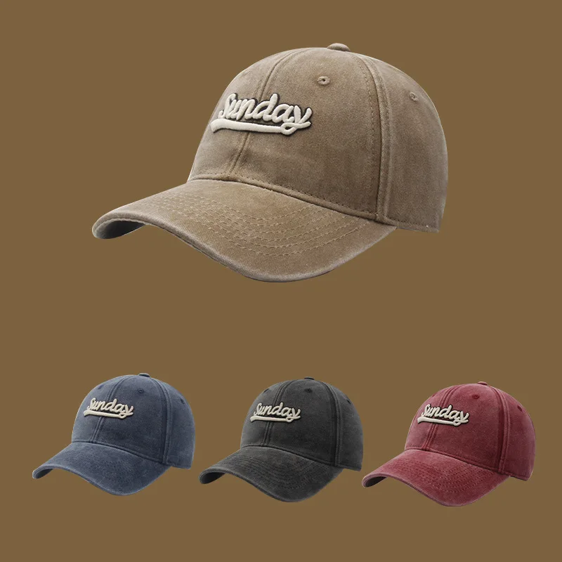 

Washed Embroidery Baseball Cap Logo Print Letter Design Unisex Adjustable Sun Hat Breathable Outdoor Fashion for Men Women