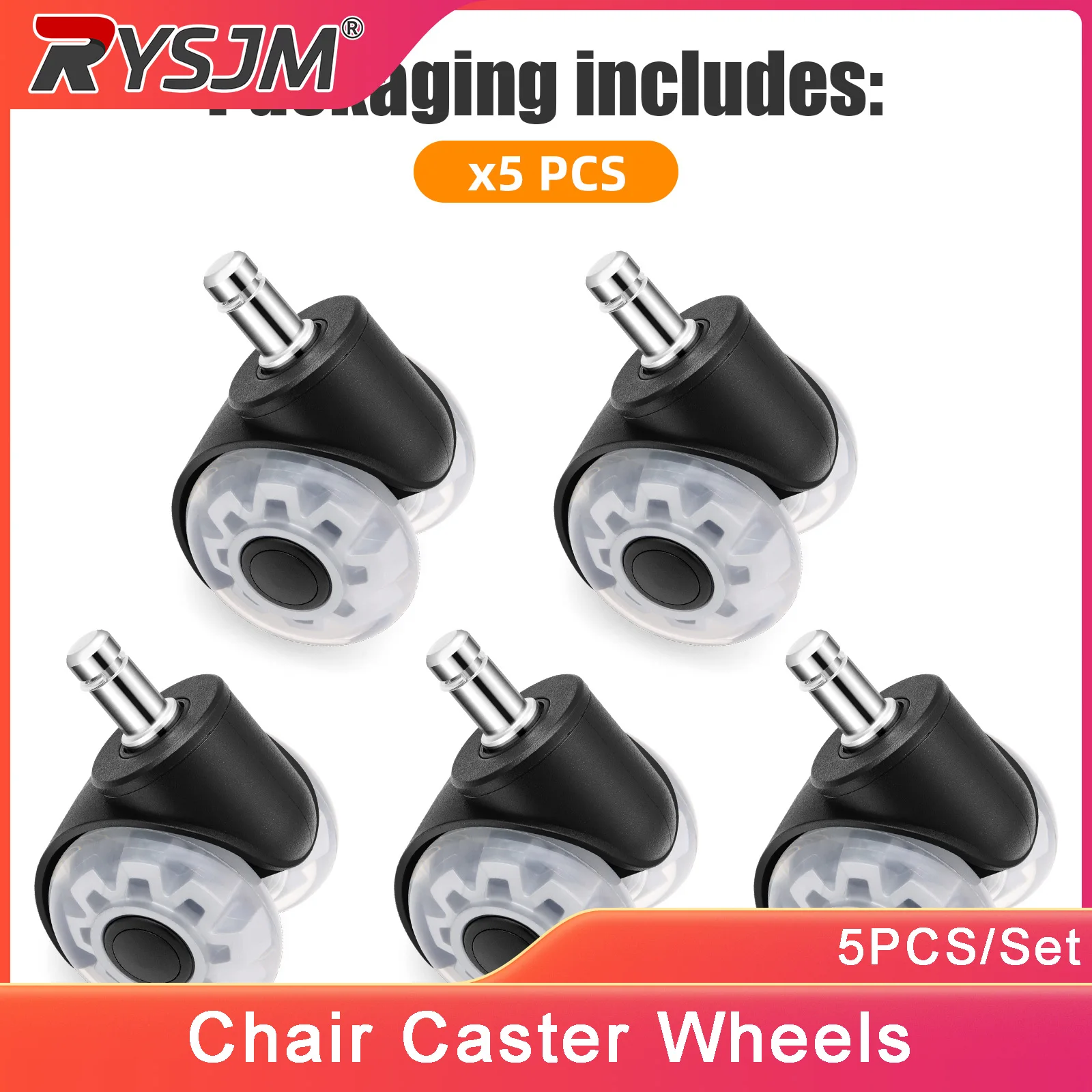2 Inch 5PCS Office Chair Caster Wheels Safe Soft Rollers Smooth Mute Non-Slip Swivel Casters For Office Chairs Gaming Chairs