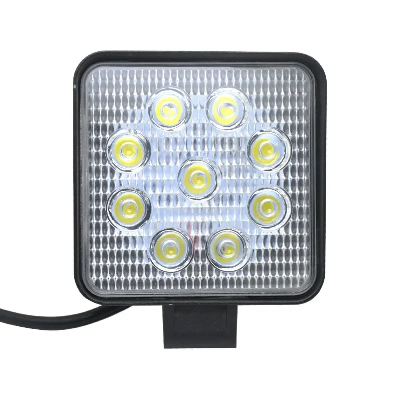 9-LED 27W Square Off-Road Light Bar - Waterproof Fog Lamp for Truck Tractor SUV, Durable Bumper Work Light
