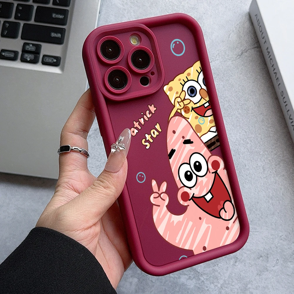 S-SquarePants SpongeBobs Phone Case for Xiaomi Redmi Note 13 12 12S 11 11S 10 9 8 Pro Plus A3 13C 12C 10C 9C 4G 5G Ladder Cover