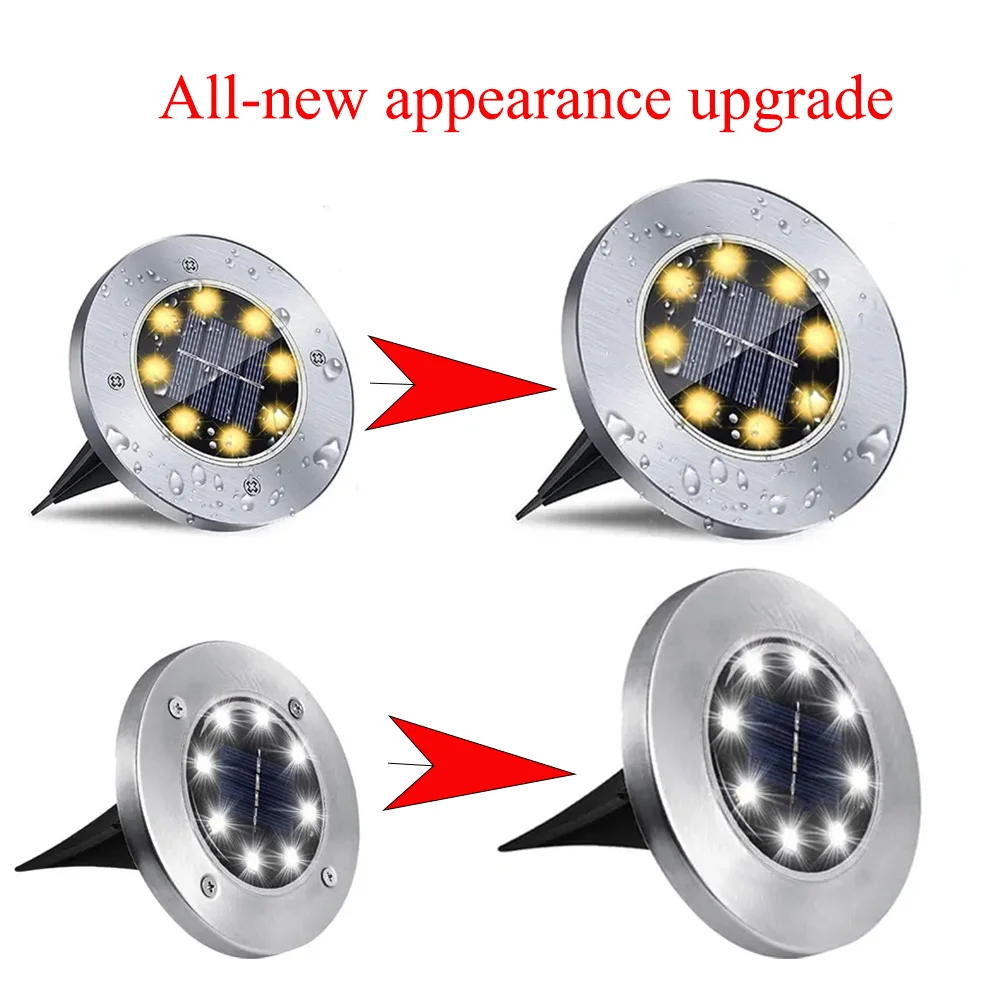 4 Pcs 8LED Solar Power Disk Light Outdoor Garden Solar Underground… — view 5