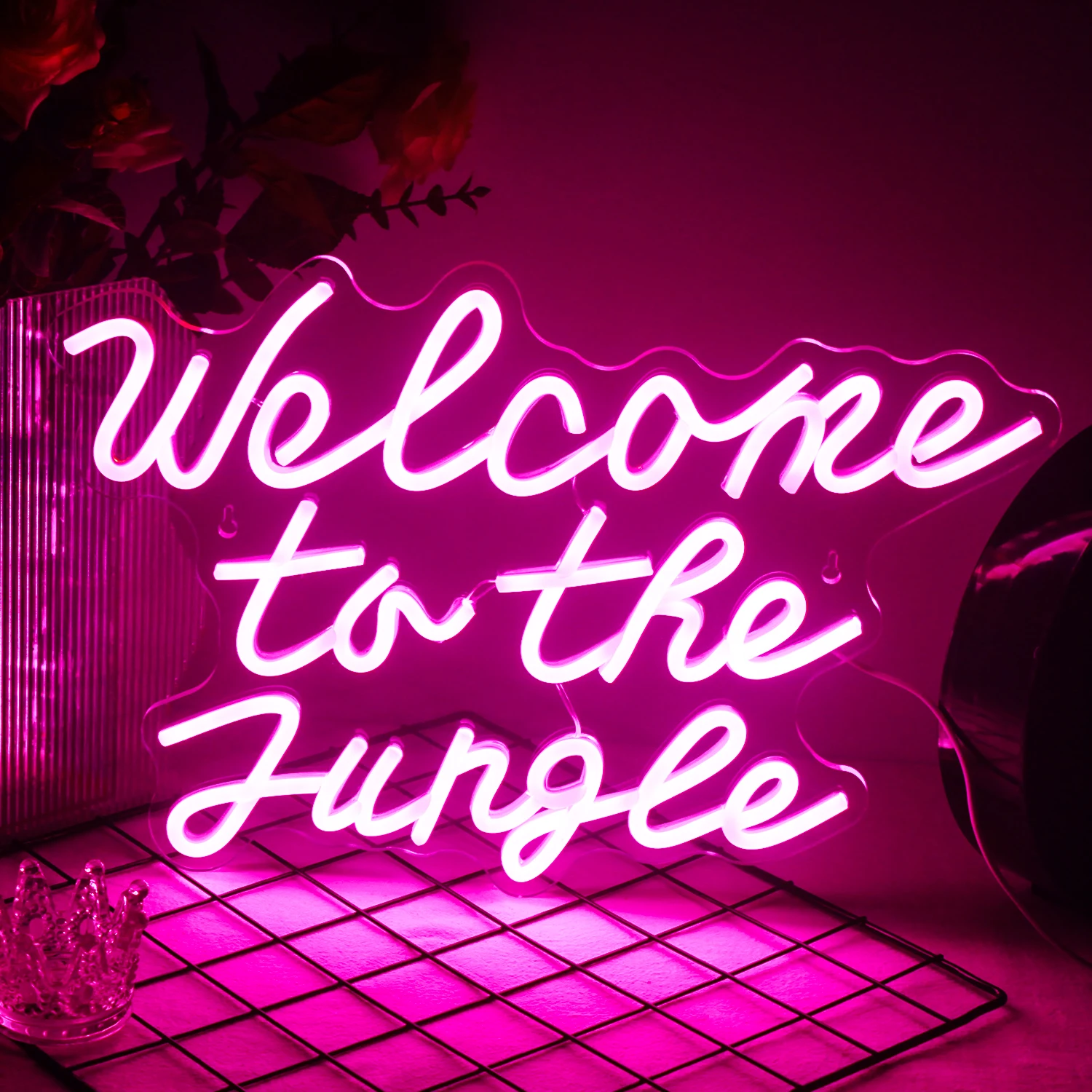 Wanxing Welcome To The Jungle Neon Sign LED Light For Entryway Front Porch Bedroom Home Party Wedding Kidroom Wall Decor Gift