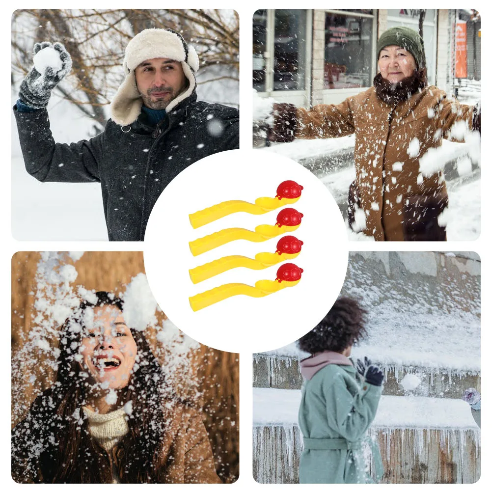 

4pcs Snow Thrower For Kids Adults Funny Winter Launcher Clamp Making Tool Plaything Outdoor Game