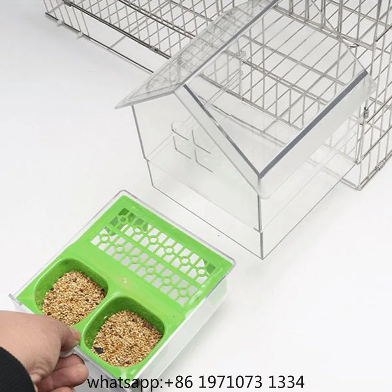 Hanging Bird Bath Bathing Portable Watering with Drawer Drinker Bird Cage Feeder Bird Bath Bowl House Hanging Shower Box view 3