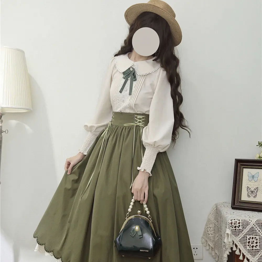 Matching Lamb Leg Sleeves and Pullover Doll Collar Solid Color Shirt Lolita's Inner Wears Miss Earl's Autumn Outing 2026