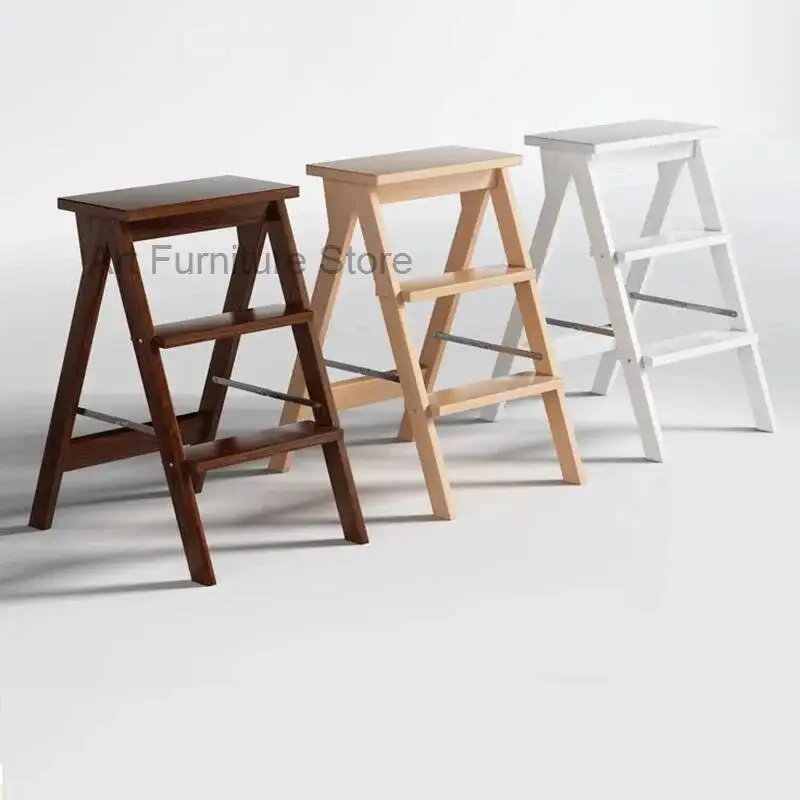 Portable Compact Step Stools Folding Bar Mini Decorative Bamboo Step Ladders Lightweight Indoor Escalera Plegable Home Furniture