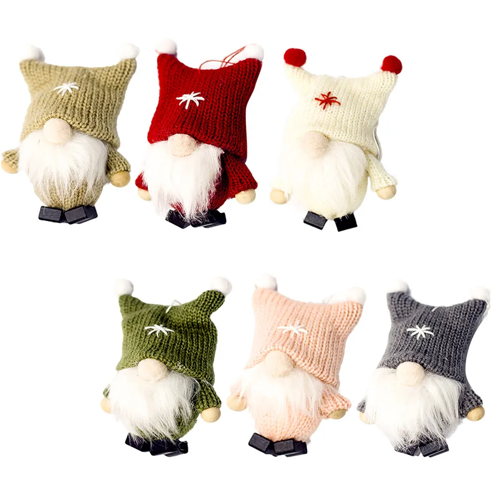 6Pcs Wool Hanging Ornament Without Face Christmas Decoration for Tree Wall Door Unique Christmas Craft Gift Photo Prop