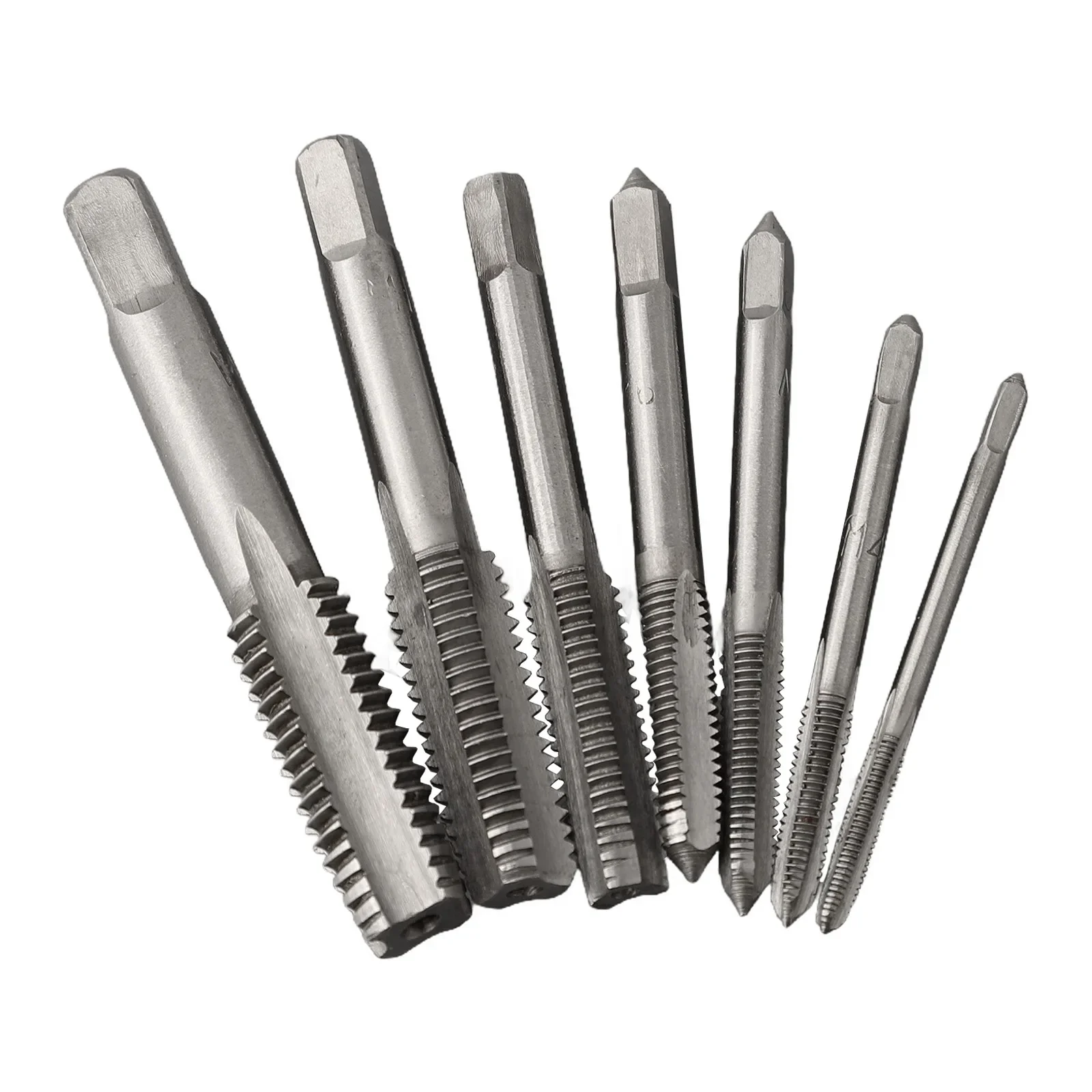 Brocas de torneira pontiagudas espirais, rosca do parafuso da mão direita, torneira canelada reta para processamento, alta qualidade, 7pcs