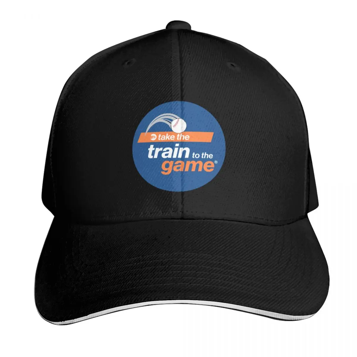 Take the train to the Game - Mets Baseball Cap Quick Dry Performance Cotton Twill Breathable Contrast Two Tone Brim