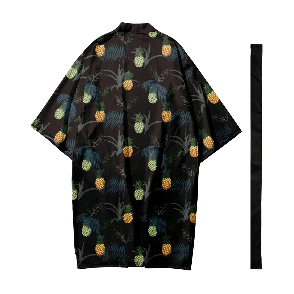 

Men's Japanese Traditional Hawaiian Style Long Kimono Women Cardigan Samurai Bathrobes Kimono Shirt Fashion Yukata Jacket