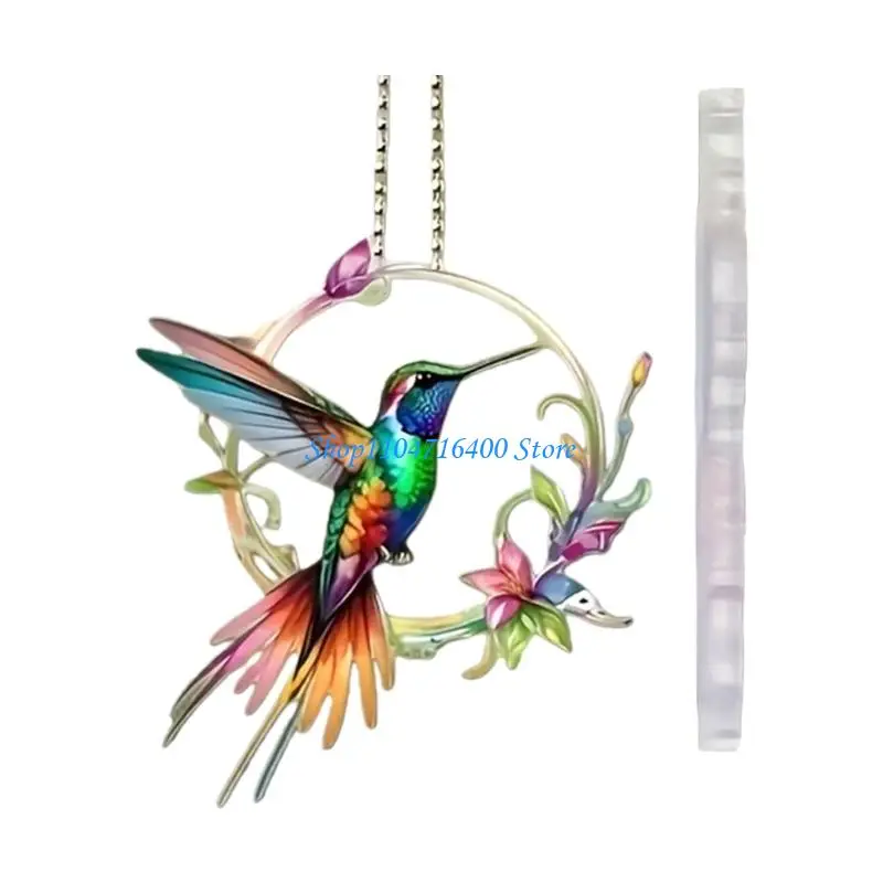 

y1gd Playful Bird Car Accessory Shatterproof Acrylic Pendant with Removable Elastic Hanging Cord for Auto Rearview