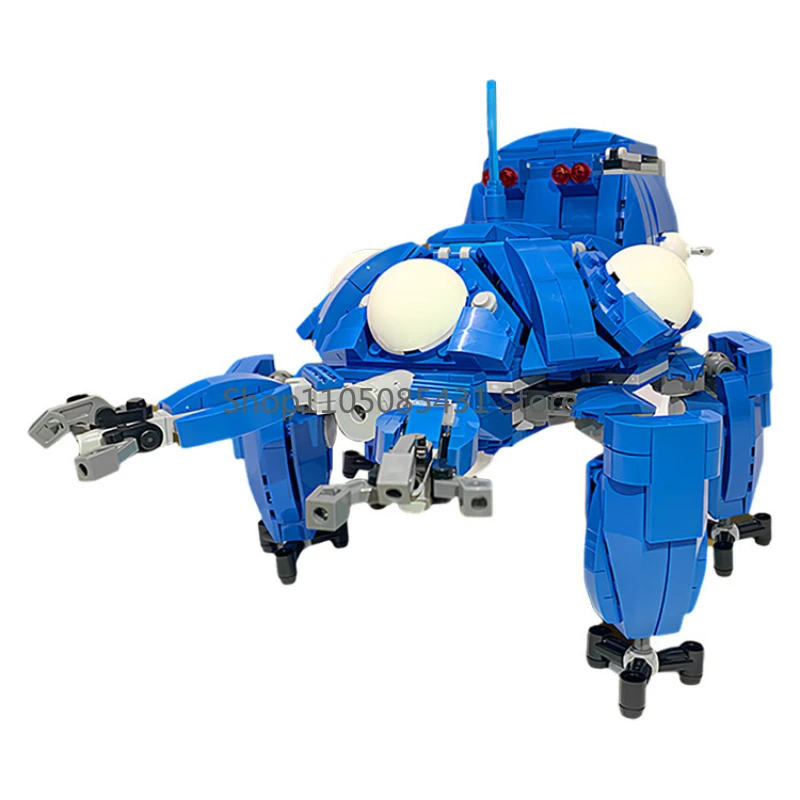 

MOC Tachikoma-Style Command Walker Bricks - Detailed Bubble Eye & Blue Chassis Design, Sci-Fi Display Model