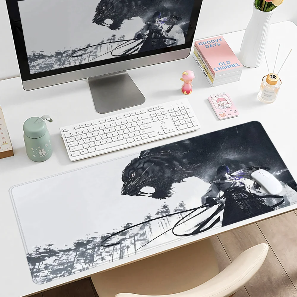 Grote Tijger Muismat Art Design Grote Bureau Accessoires Bureau Pad Rubberen Basis met Gestikte Rand Muismat Antislip Bureaupad