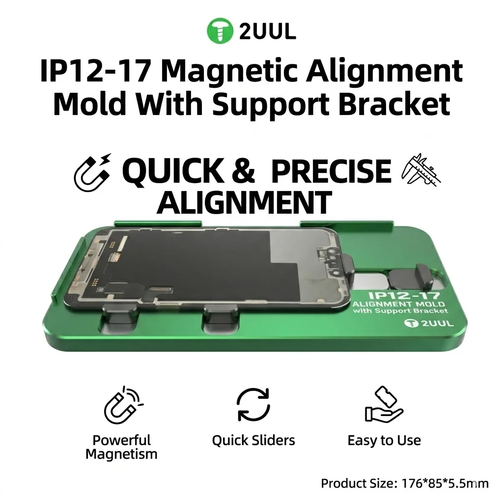 2UUL SH01 Magnetic Alignment Mold with Bracket for iPhone 12-17 Pro Max LCD Glass Frame Cover Repair Position Bonding Tool