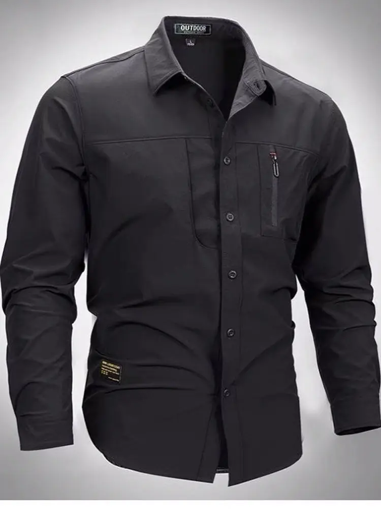 

Новая мужская куртка 2025 года: повседневная, из эластичной ткани, весна-осень, с карманами, в рабочем стиле, модная верхняя одежда