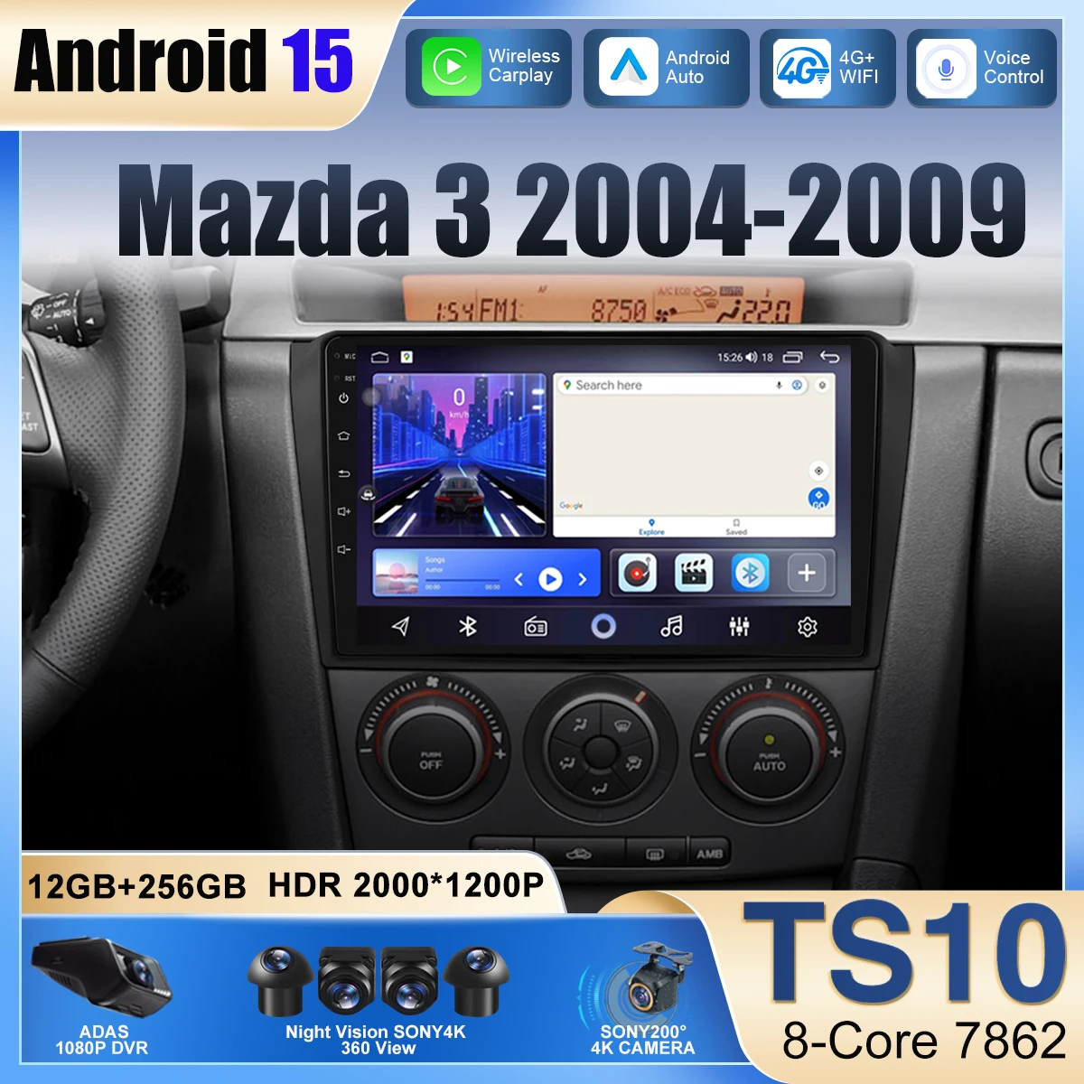 For Mazda 3 2004 2005 2006 2007 2008 2009 Car Radio with BOSE Multimedia Player 2 Din Stereo GPS DVD Core Android 13 Carplay