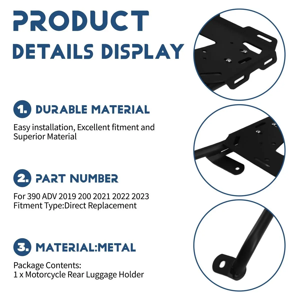 A23Z For 390 ADV 2019-2023 Motorcycle Rear Luggage Holder Trunk Frame Bracket Slip on 390-ADV 2019 200 2021 2022 2023