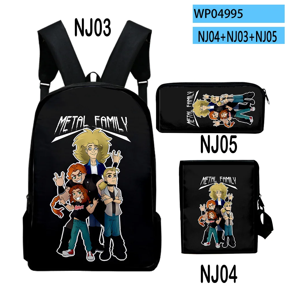 Trendy Popular Metal Family Anime 3D Print 3pcs/Set School Bags Laptop Daypack Backpack Inclined shoulder bag Pencil Case