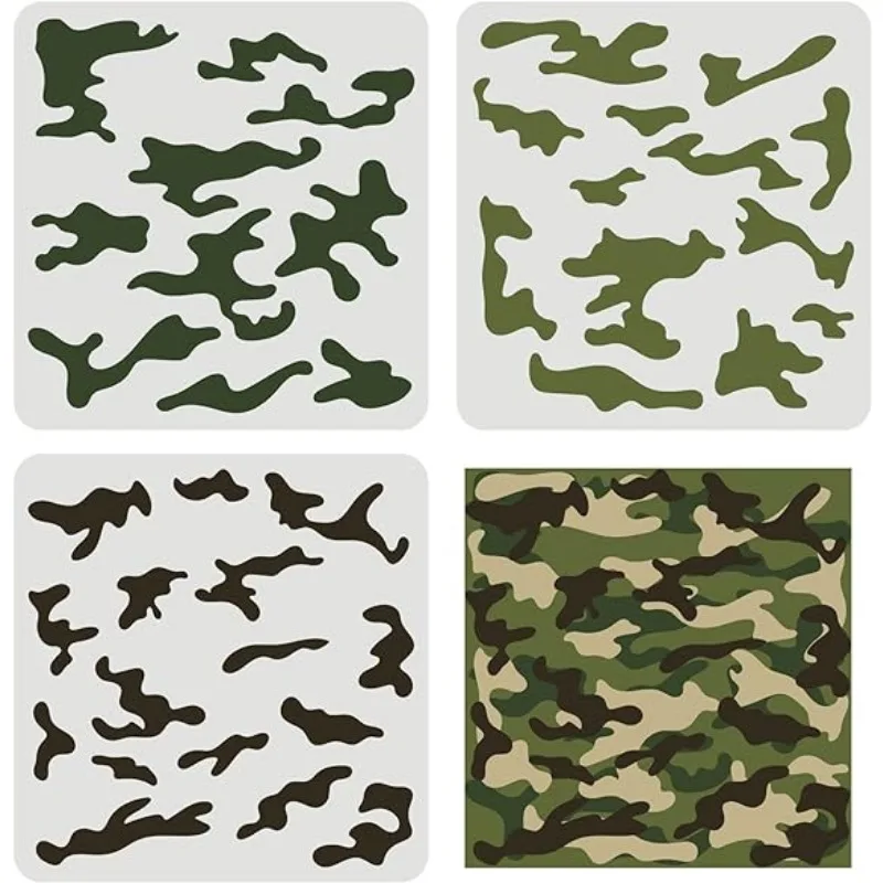 3 pcs Camo Stencil Kit 11.8x11.8inch Camo Stencils for Spray Paint Camouflage Pattern Stencils for Painting