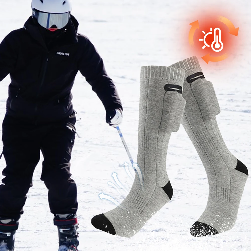 Chaussettes thermiques électriques métropolitaines pour hommes et femmes, chauffe-pieds de ski en plein air, chaussettes chauffantes, chaussettes de ski lavables, 3 modes, hiver