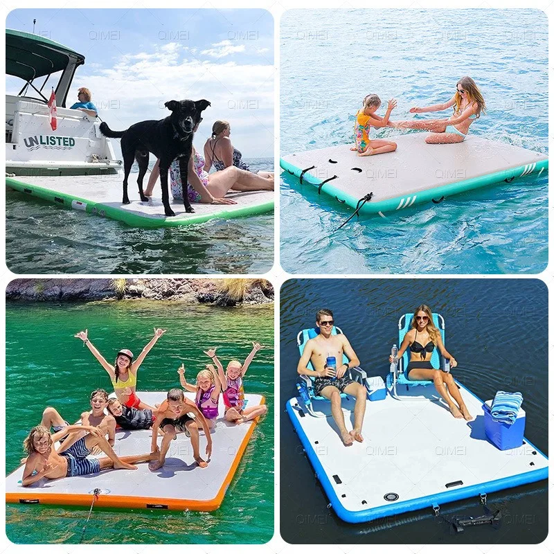 Inflatable floating platform, pier floating row, water yoga mat, water rest floating platform