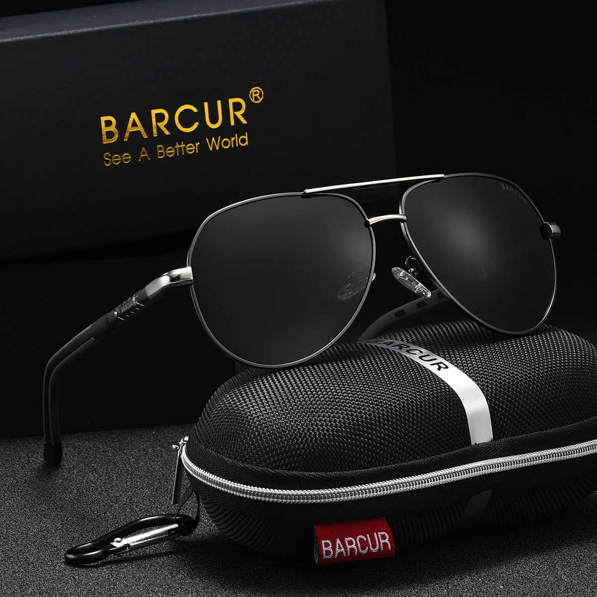 

BARCUR Ultralight Metal Pilot Sunglasses UV400 Polarized Men's Business Casual Sun Glasses