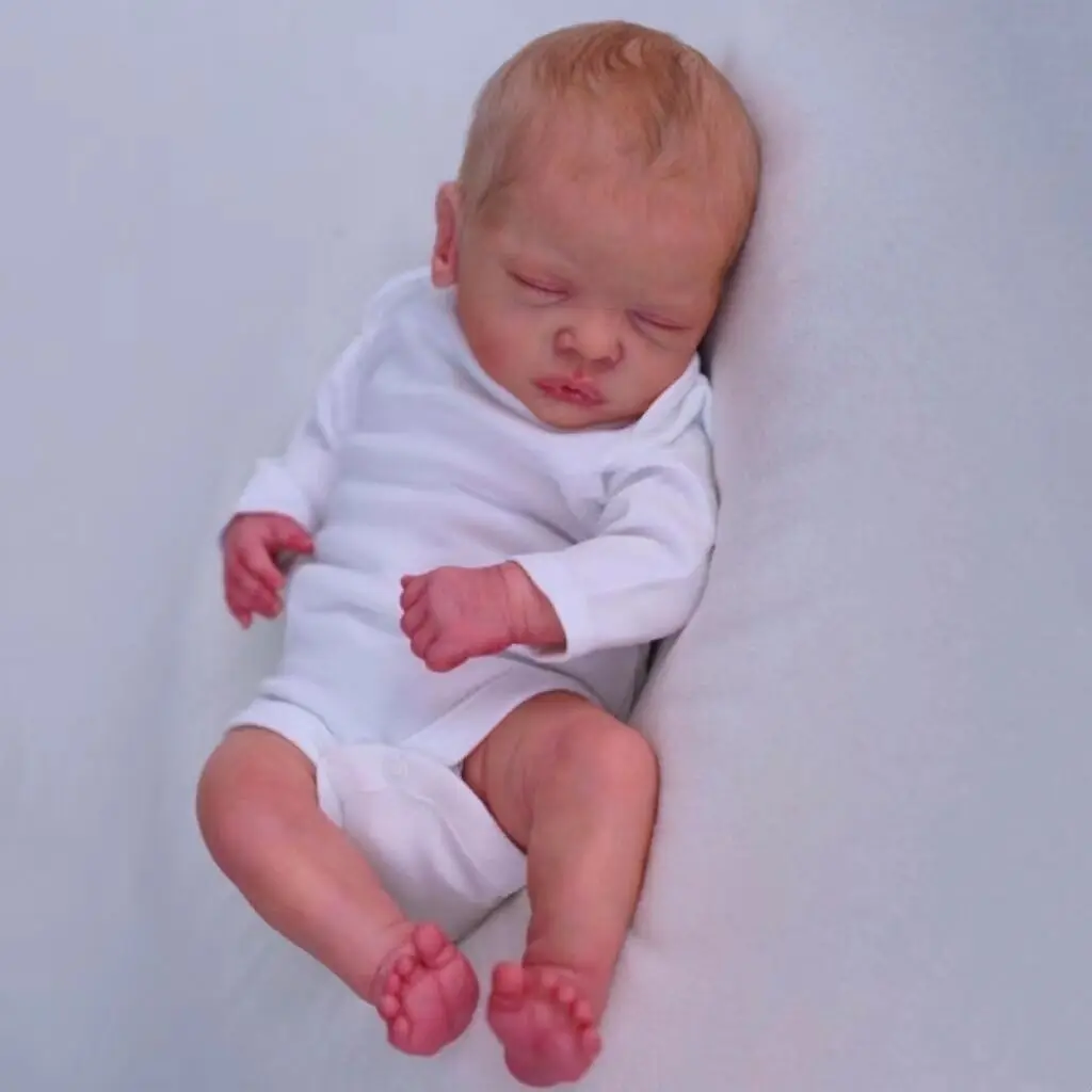 

NPK 48cm Reborn Sleeping Romy Baby Doll Newborn Baby Doll Already Painted Finished Lifelike Soft Touch 3D Skin Hand-Draw Hair