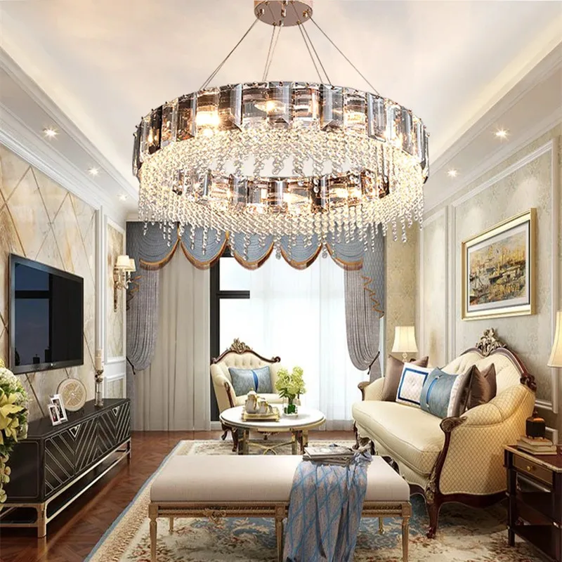 

Modern Crystal LED Ceiling Light Pendant Chandelier Nordic Lustre Suspension Luminaire for Restaurant Living Room Bedroom Decor