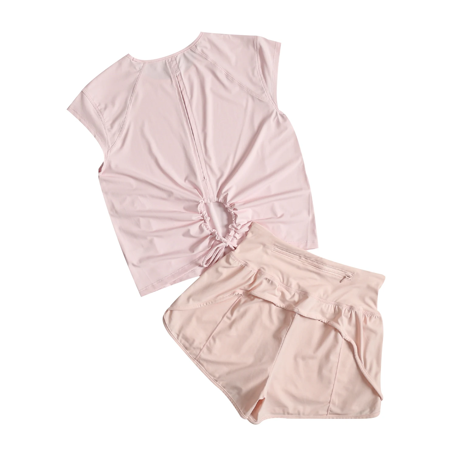 Traje de entrenamiento para correr para mujer en verano, traje de yoga de Pilates suelto y transpirable, pantalones cortos finos de secado rápido para ejercicio y fitness