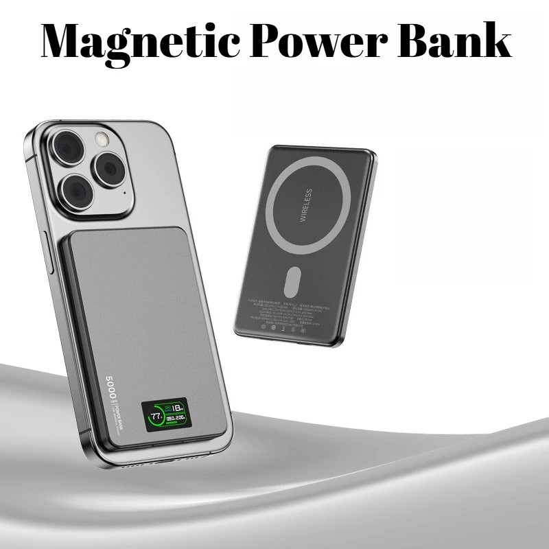 

10000mAh Power Bank 15W Fast Magnetic Wireless Charger & PD Wired Ultra Slim Portable Battery for IPhone 15 14 13 12