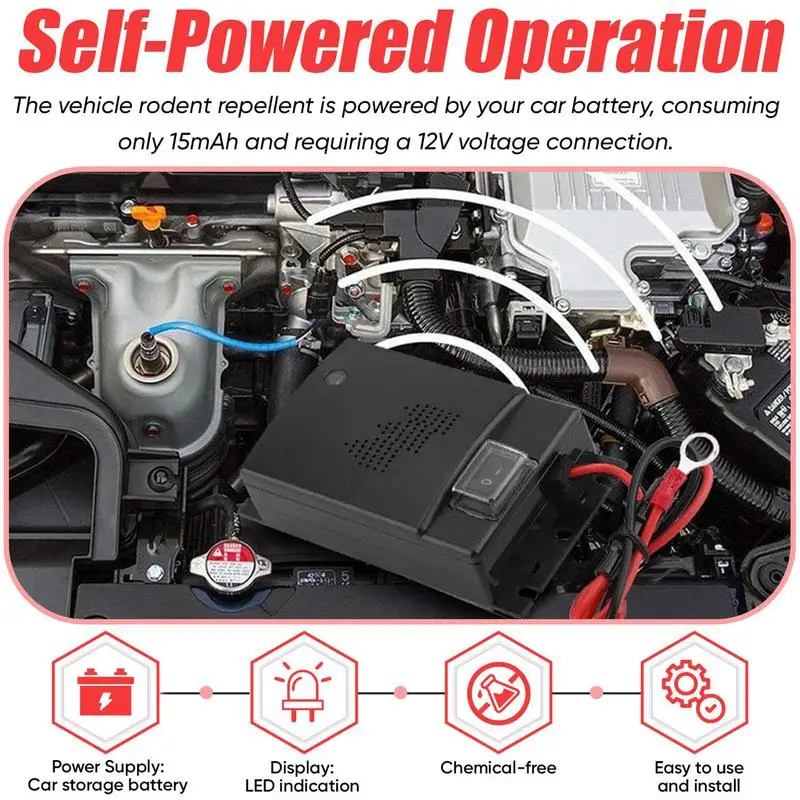 Keep Animals Away From Car Ultrasonic Small Animal Control Tool With Connection To 12V Car Battery For SUV Truck