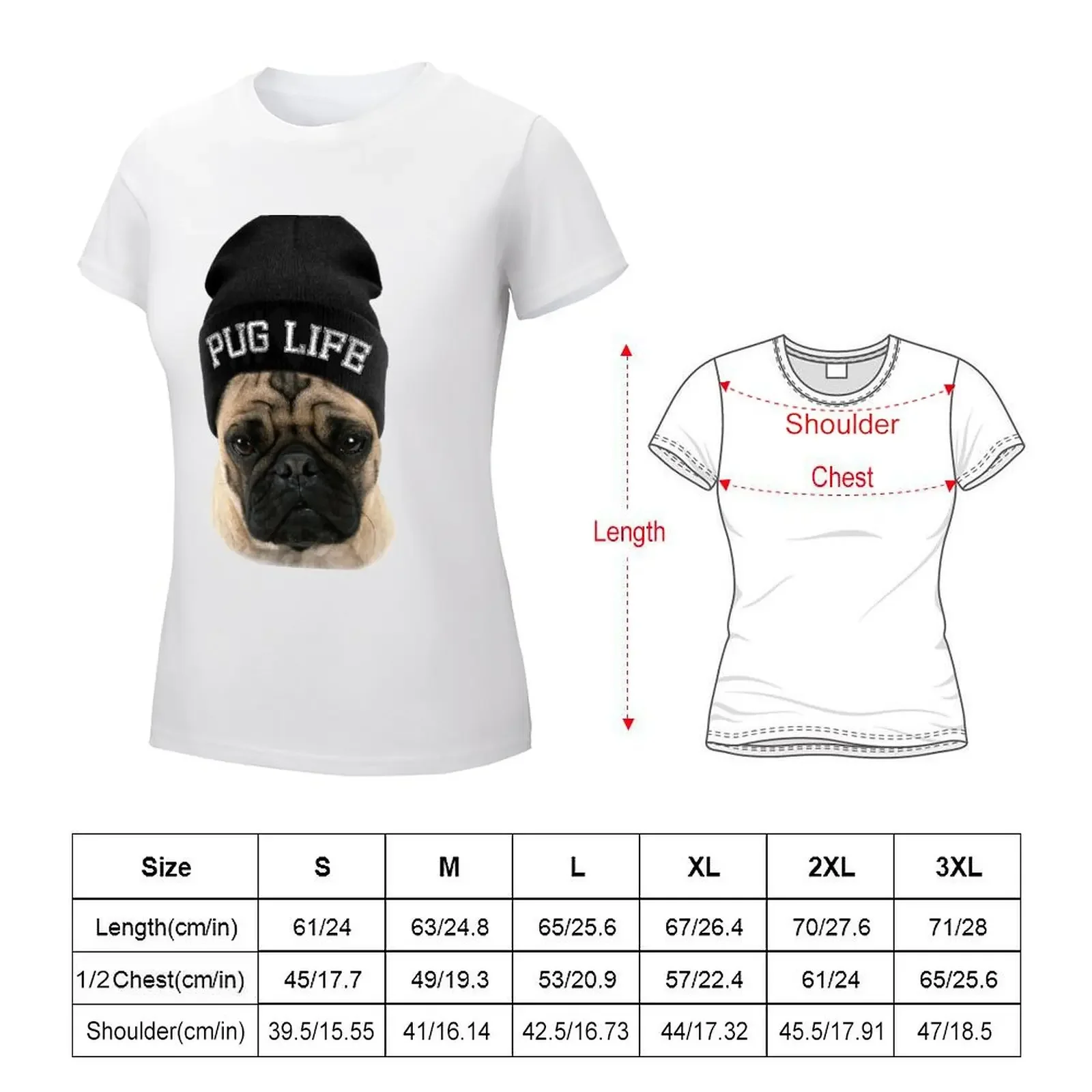 Pug Life T-shirt korean fashion graphics kawaii clothes oversized workout shirts for Women