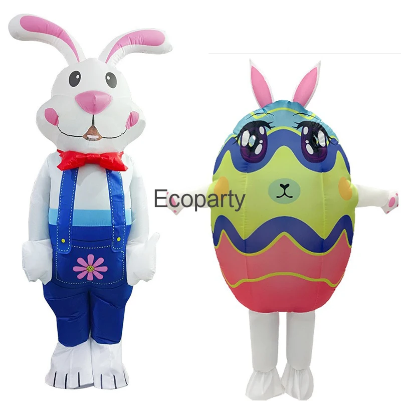 

Adult Bunny Inflatable Costume Easter Egg Easter Rabbit Cosplay Costumes Halloween Carnival Lovely Mascot Inflatable Clothing