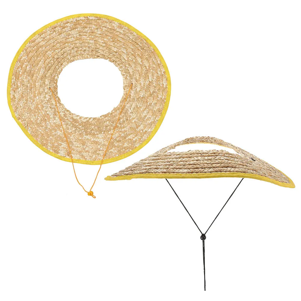 

2 шт. солнцезащитные козырьки из соломы с полным краем для строительных работ, защиты от солнца на открытом воздухе, аксессуары для касок