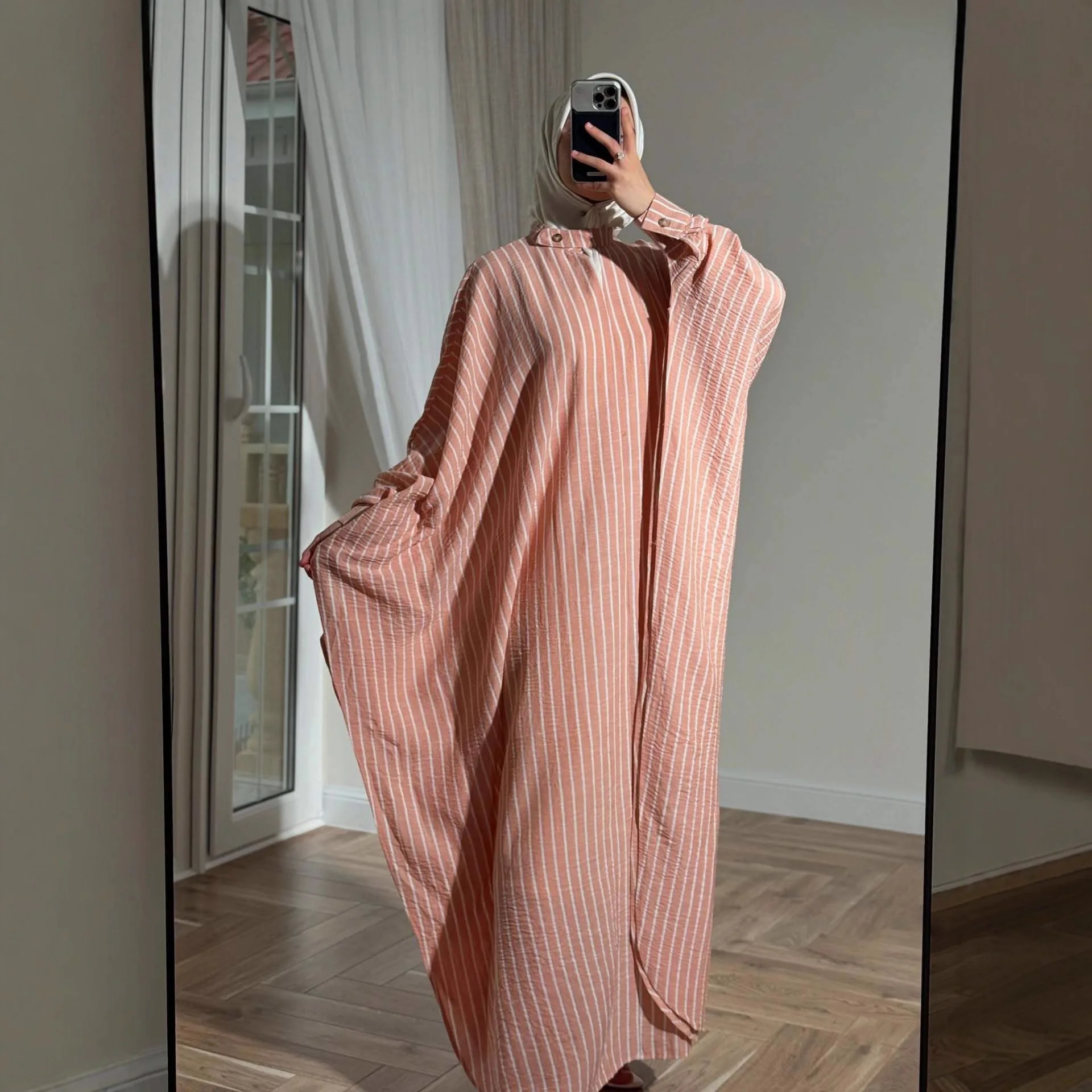 女性用イードドレス、アバヤ、ロングドレス、ストライプ柄、ローブ、ベスティドス、控えめなアバヤ、ドバイ、サウジアラビア、アラビア、カフタン、モロッコ、ジャラビーヤ、ラマダン