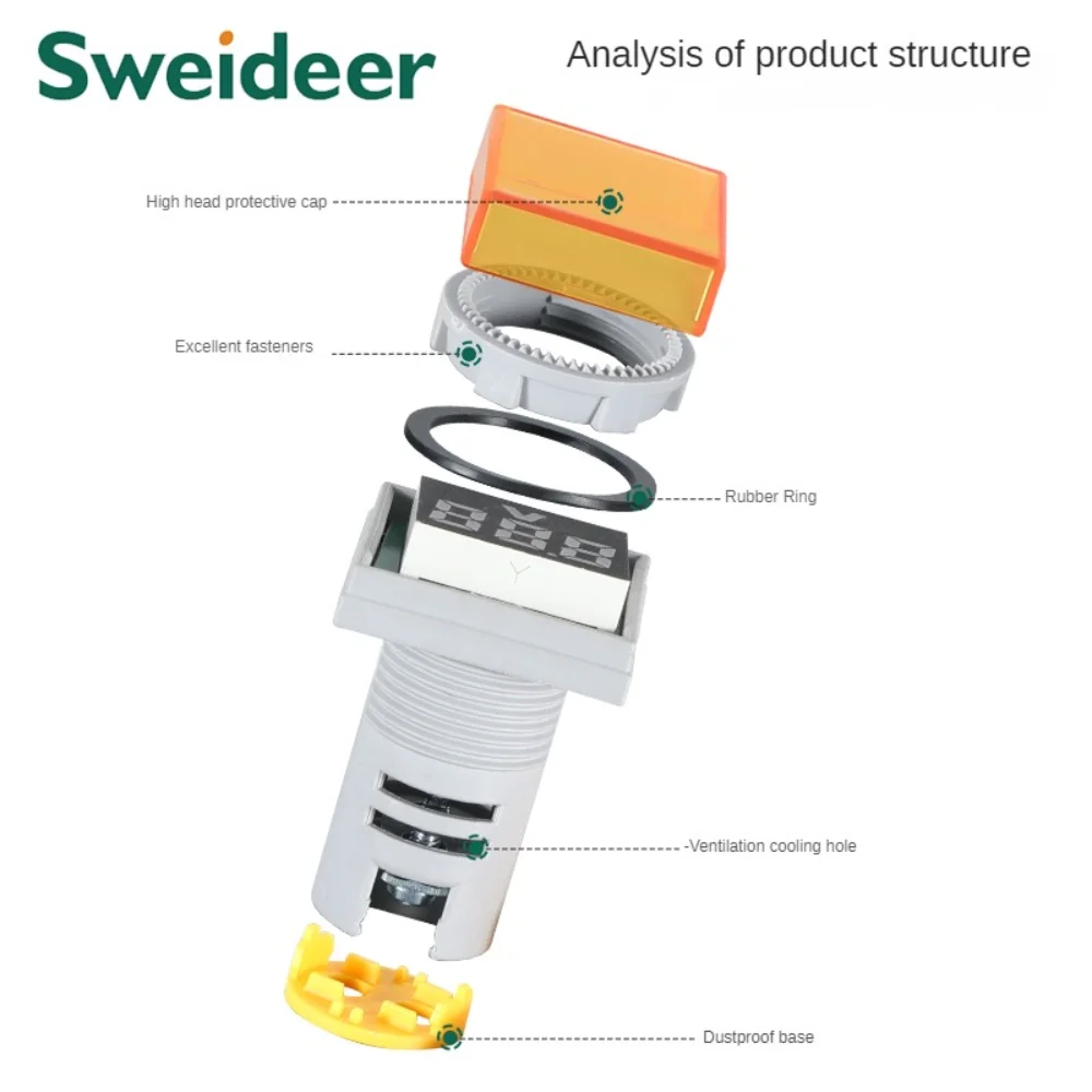 LEDインジケーター,22個のミニ電圧計,電圧計,220V,円形または正方形のデジタル計,信号,電圧計,電流計