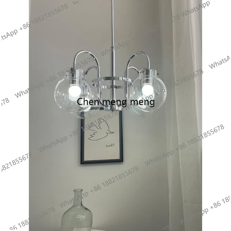 

Bauhaus bedroom chandelier, B & B French medieval retro chrome glass ball living room lamp