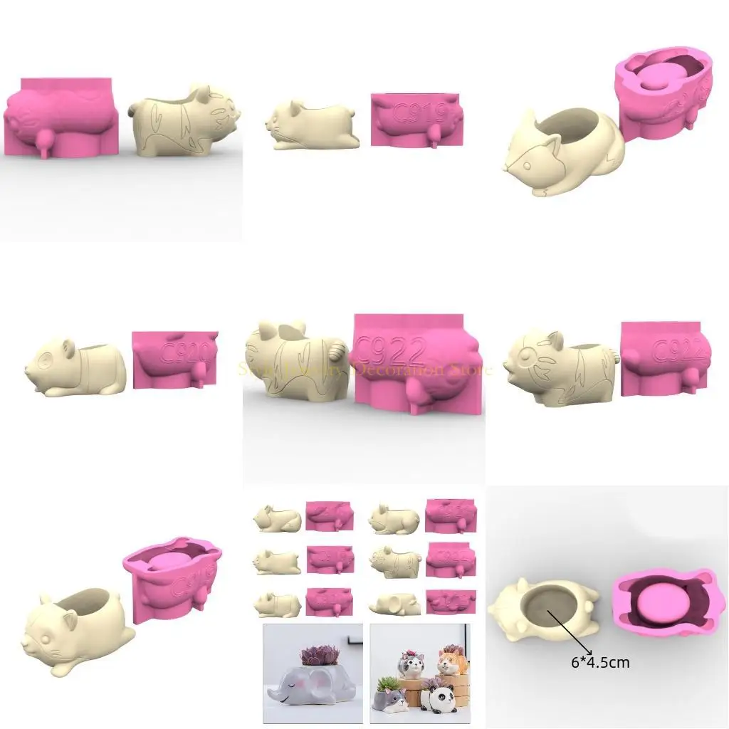 

D46E Multipurpose Silicone Mould Concrete Flower Pots Molds Animal Casting Mold