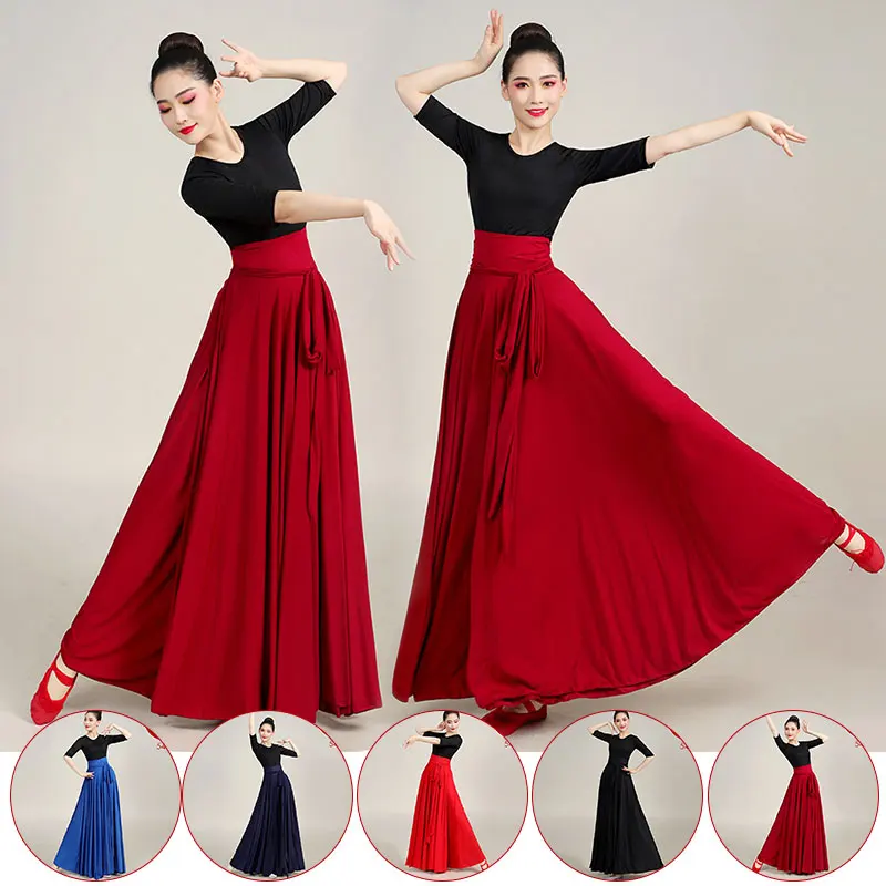 540/720 Degree Flamenco Skirt Women Spanish Dance Skirt Belly Dance Practice Dress Big Swing Skirt Performance Gypsy Skirt