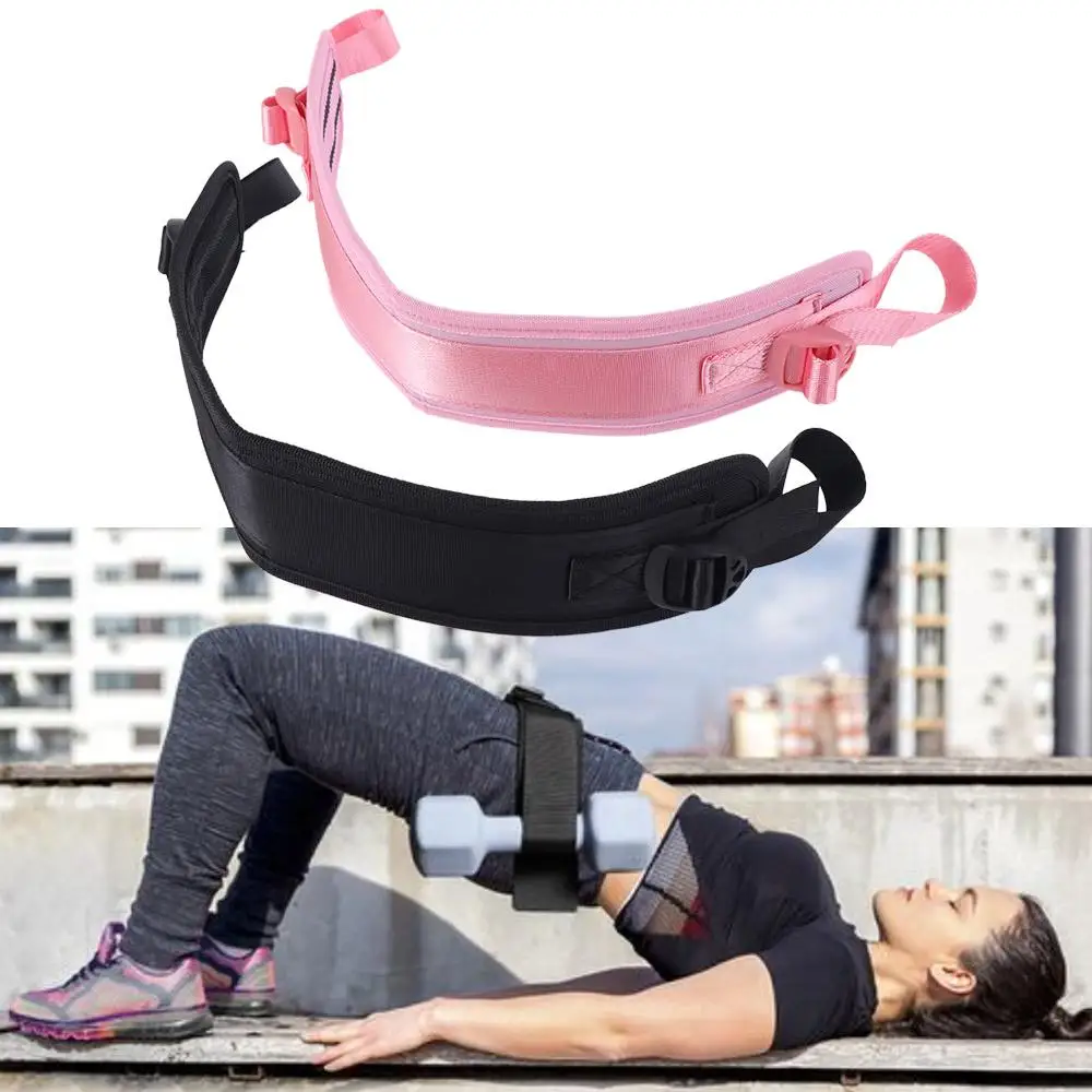 Effective Easy to Use Hip Thrust Belt Non Slip Black Waist Trainer Belt Adjustable Pink Weight-bearing Belt Exercise