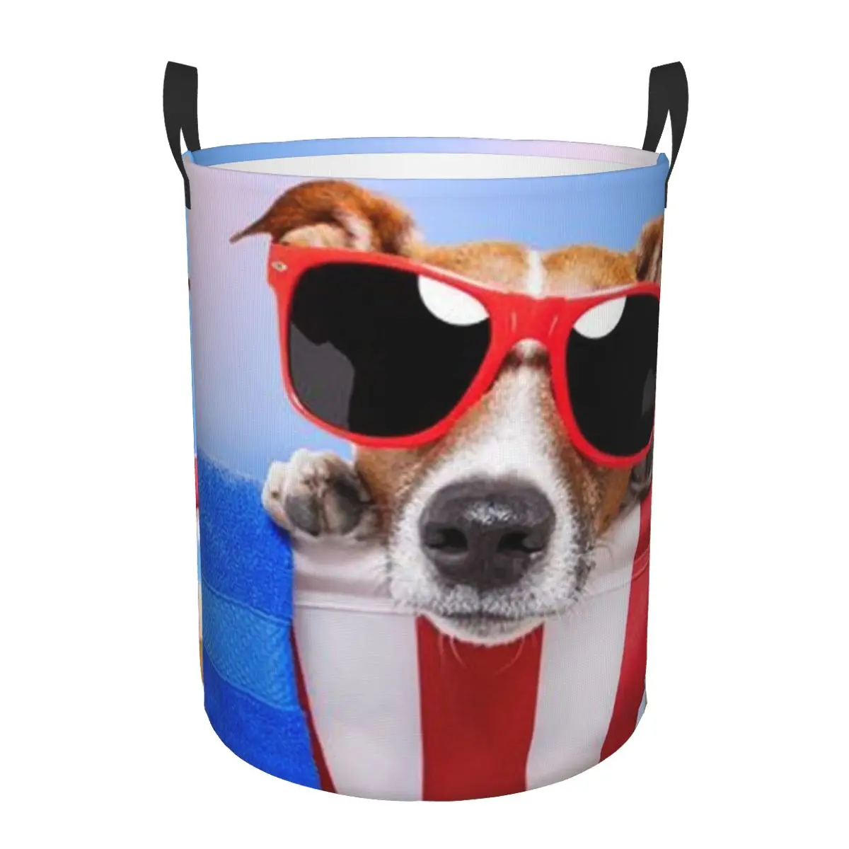 Jack Russell Terrier Dog Sun Glasses Laundry Hamper Large Clothes Storage Basket Beach Funny Dogs Toy Bin Organizer for Nursery