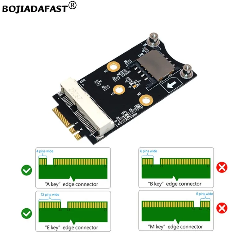 NGFF M.2 Key A+E Interface to Mini PCI-E MPCIe Wireless Adapter SIM Card Slot For 3G 4G LTE GSM Modem / WiFi Module