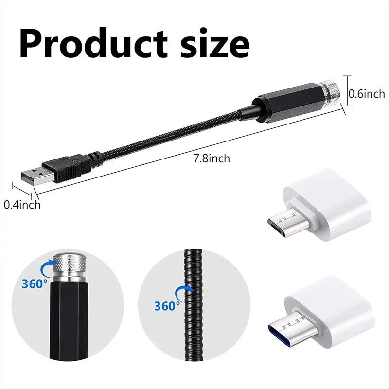 USBMini Starry Laser Atmosphere Ambient Projector Lights NEW Car Roof Star Light Interior Auto Decoration LED Night Galaxy Lamp - Image 6