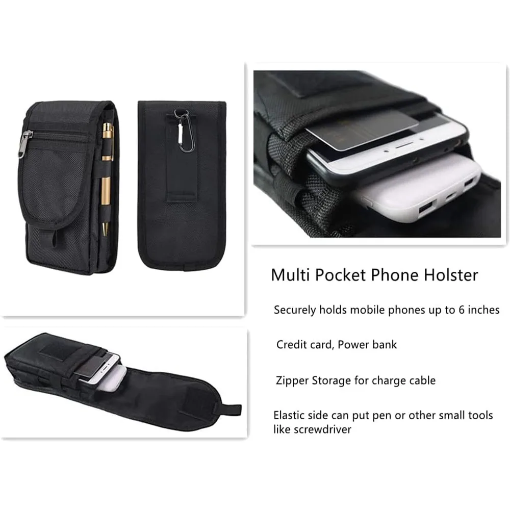 Cell Phone Pouch/Holsters for Men Belt, Multi-Purpose Phone Belt Pouch, Phone Case Tool Holder, Tactical Molle Phone Pouch Carry