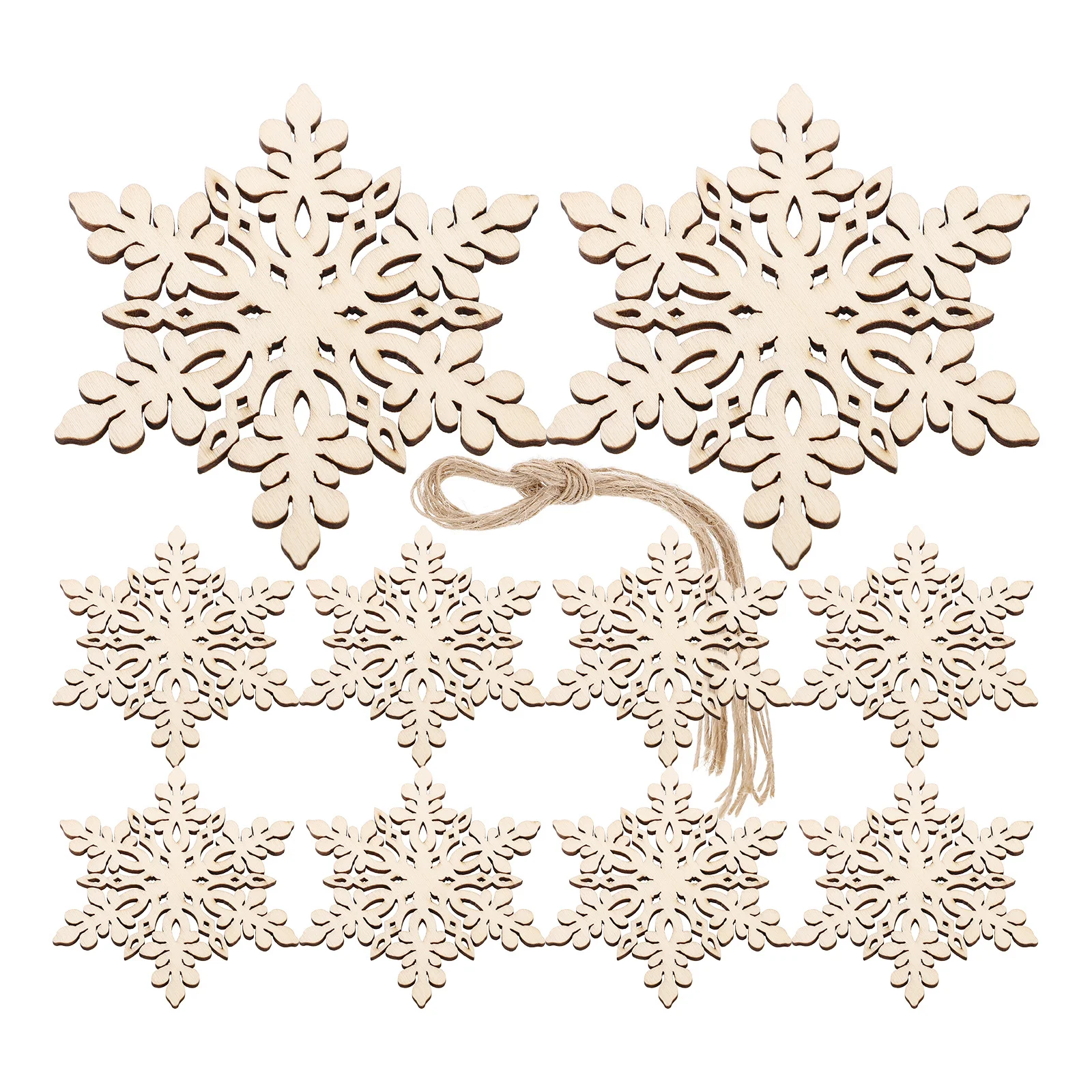 

10Pcs Rustic Wooden Snowflake Pattern Pendant Christmas Decoration Embellishments Scrapbooking Tags Craft Supplies