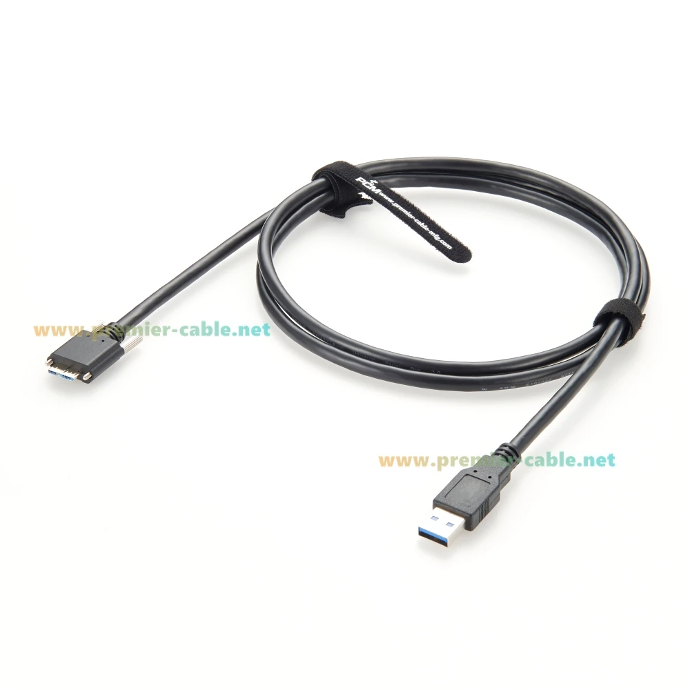 Screw Lock Panel Mount USB 3.0 A Male to Micro USB Male Cable USB 3.0 Micro B Camera link Cable with Dual Screw Charging & Data